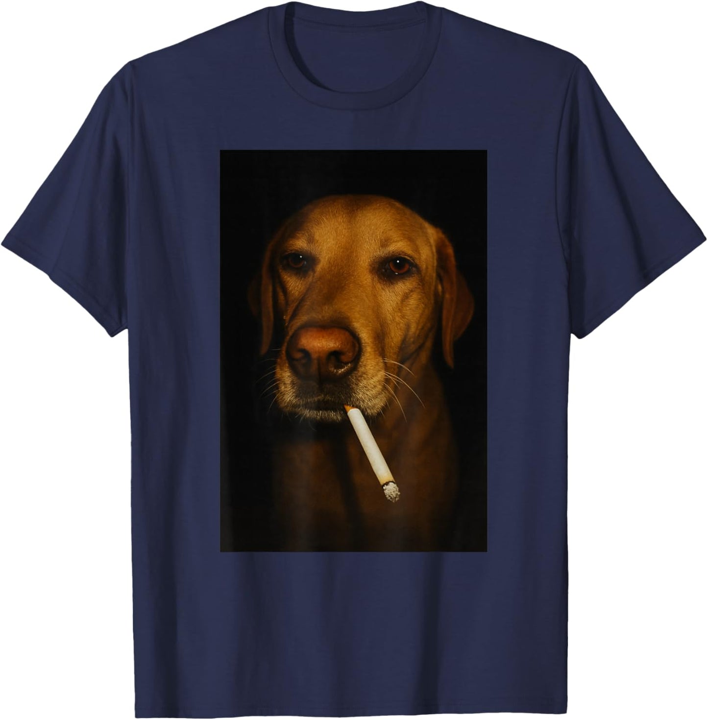 Funny Dog Smoking Cigarette T-Shirt - T-Shirt | Navy