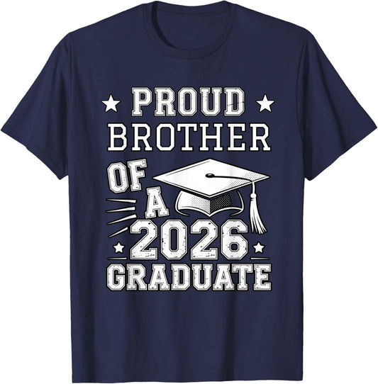 Cute Proud Brother 2026 Graduate Graduation Family Matching T-Shirt - T-Shirt | Navy