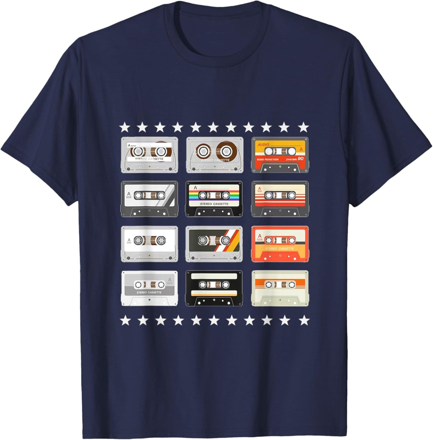 Vintage Cassette tapes Collection 80's 90's Music Mixtape T-Shirt - T-Shirt | Navy