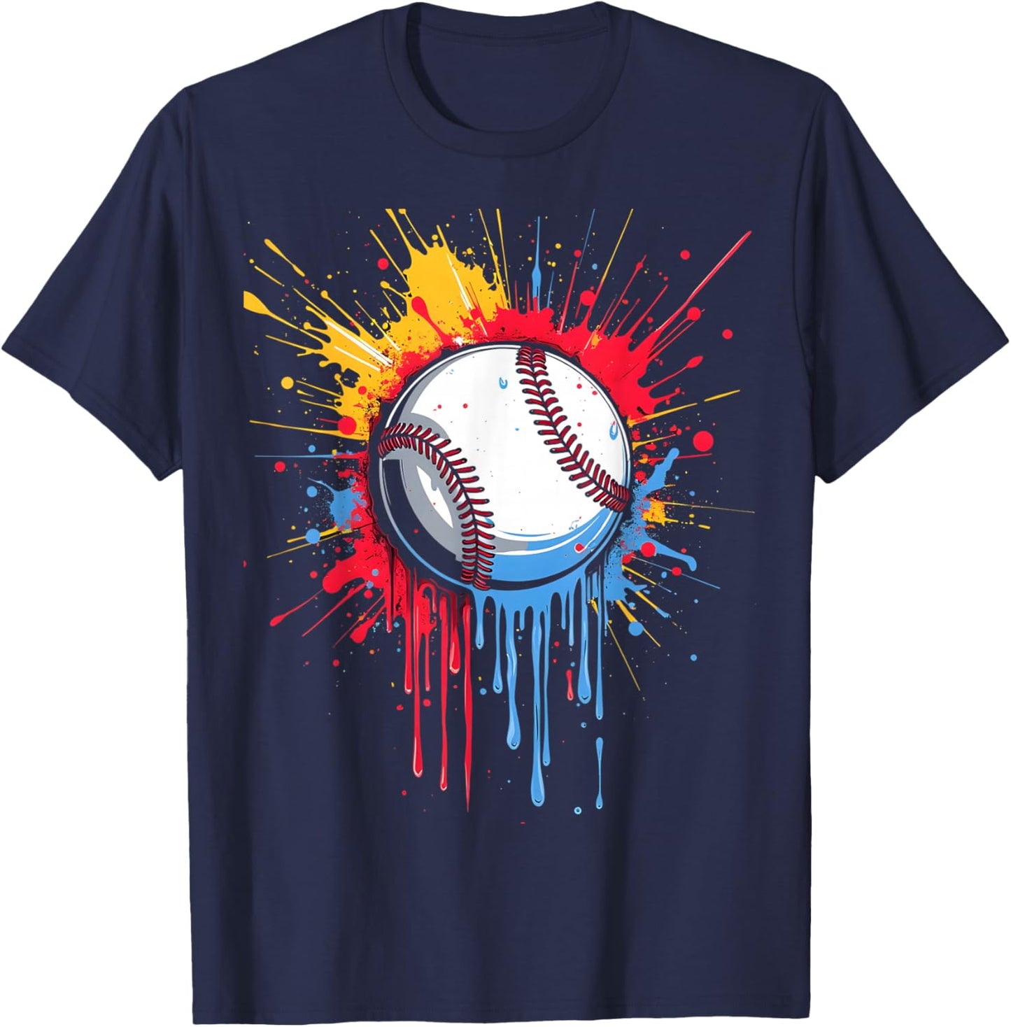 Baseball Drip Splash Boys Ice Cream Drip Youth Player T-Shirt - T-Shirt | Navy