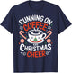 Running on Coffee and Christmas Cheer Funny Holiday Xmas T-Shirt - T-Shirt | Navy