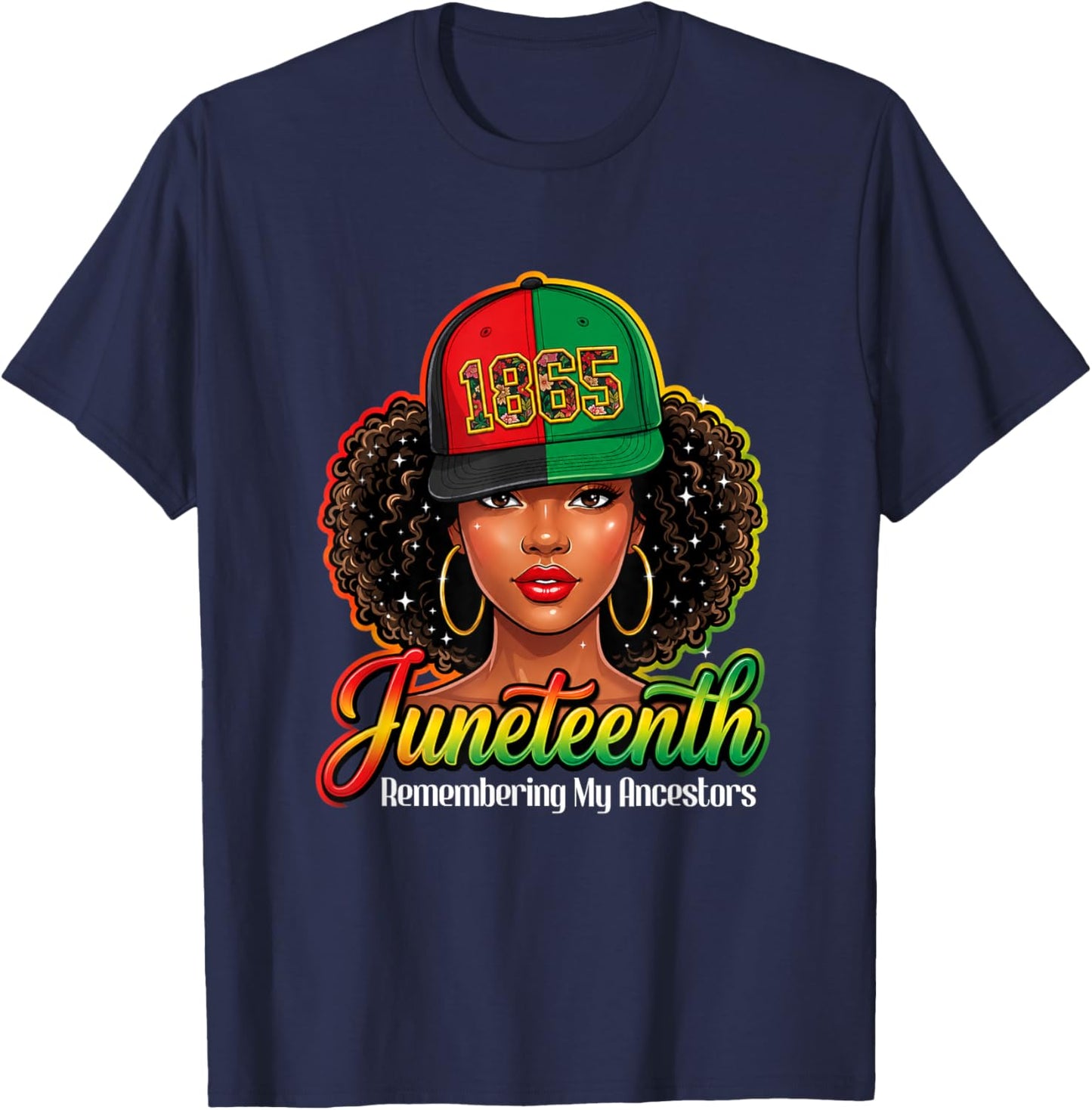 Juneteenth Remembering My Ancestors Black Women Juneteenth T-Shirt - T-Shirt | Navy