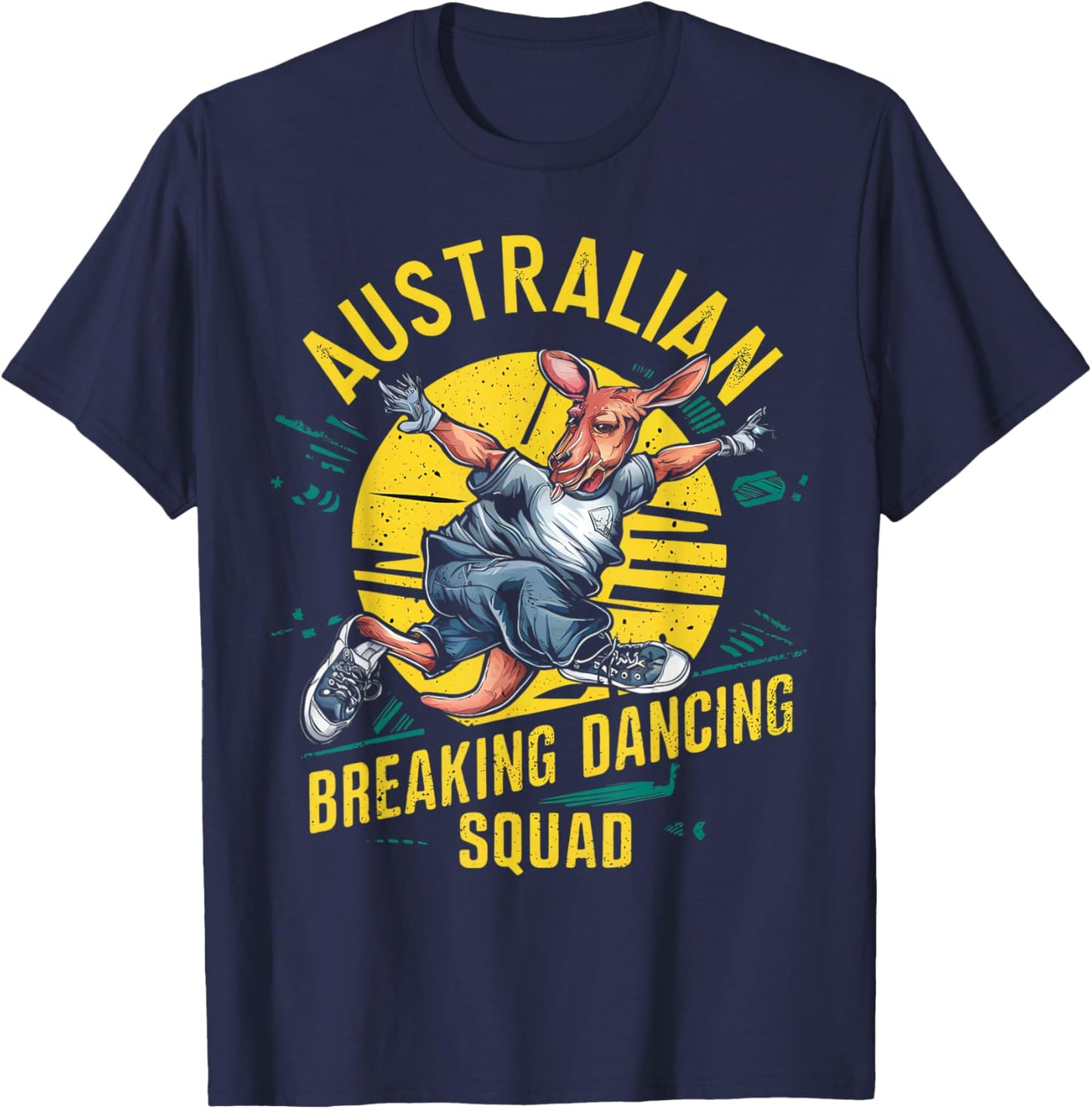 Funny Australian Break Dancing Squad Kangaroo T-Shirt - T-Shirt | Navy