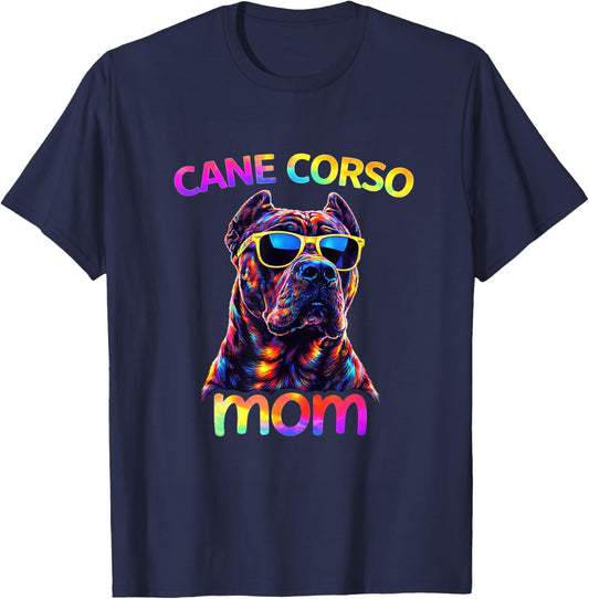 Cane Corso Mom Colorful Pop Art Cute Cane Corso Dog Mom T-Shirt - T-Shirt | Navy