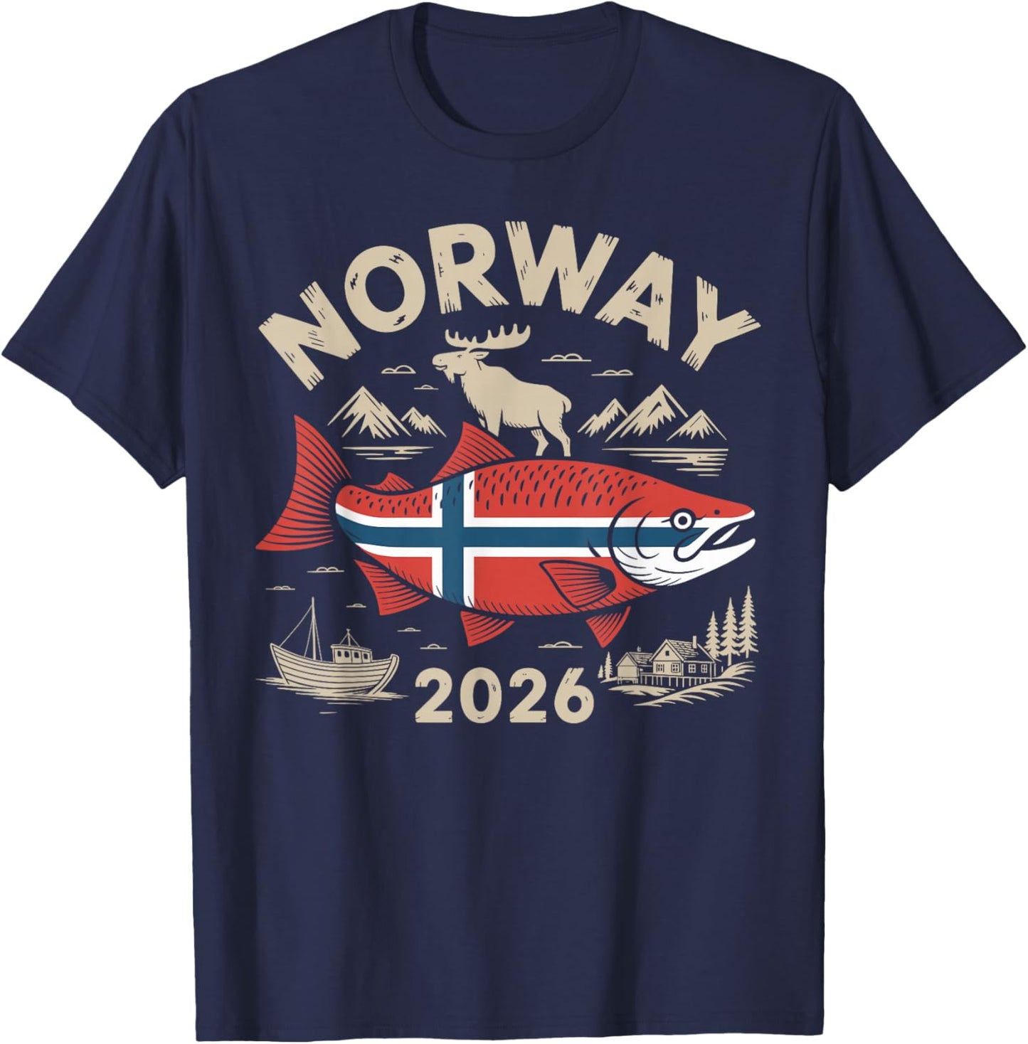 Norwegen 2026 Tour Angeln T-Shirt - T-Shirt | Navy