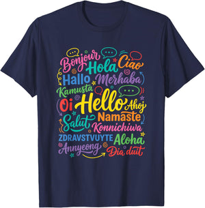 Hello in Different Languages World Diversity T-Shirt - T-Shirt | Navy