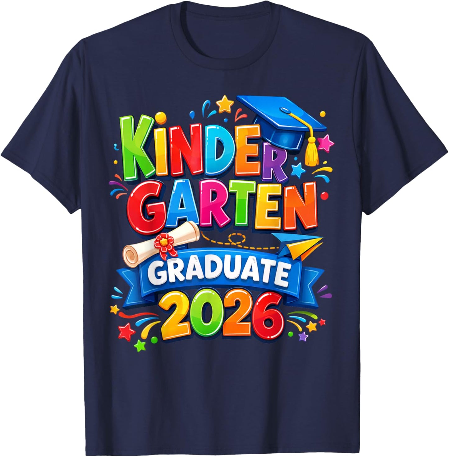 Kindergarten Graduation 2026 Funny Kids Graduate Boys Girls T-Shirt - T-Shirt | Navy
