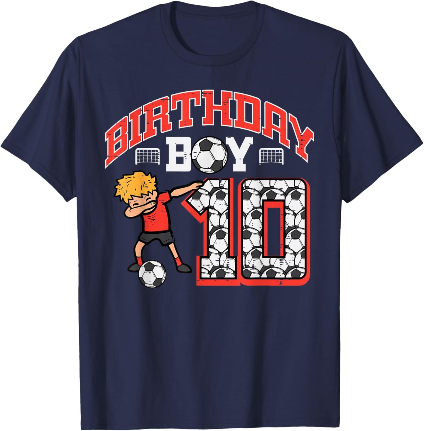 Birthday Boy 10 Soccer Dab 10th Birthday Party Football Boys T-Shirt - T-Shirt | Navy