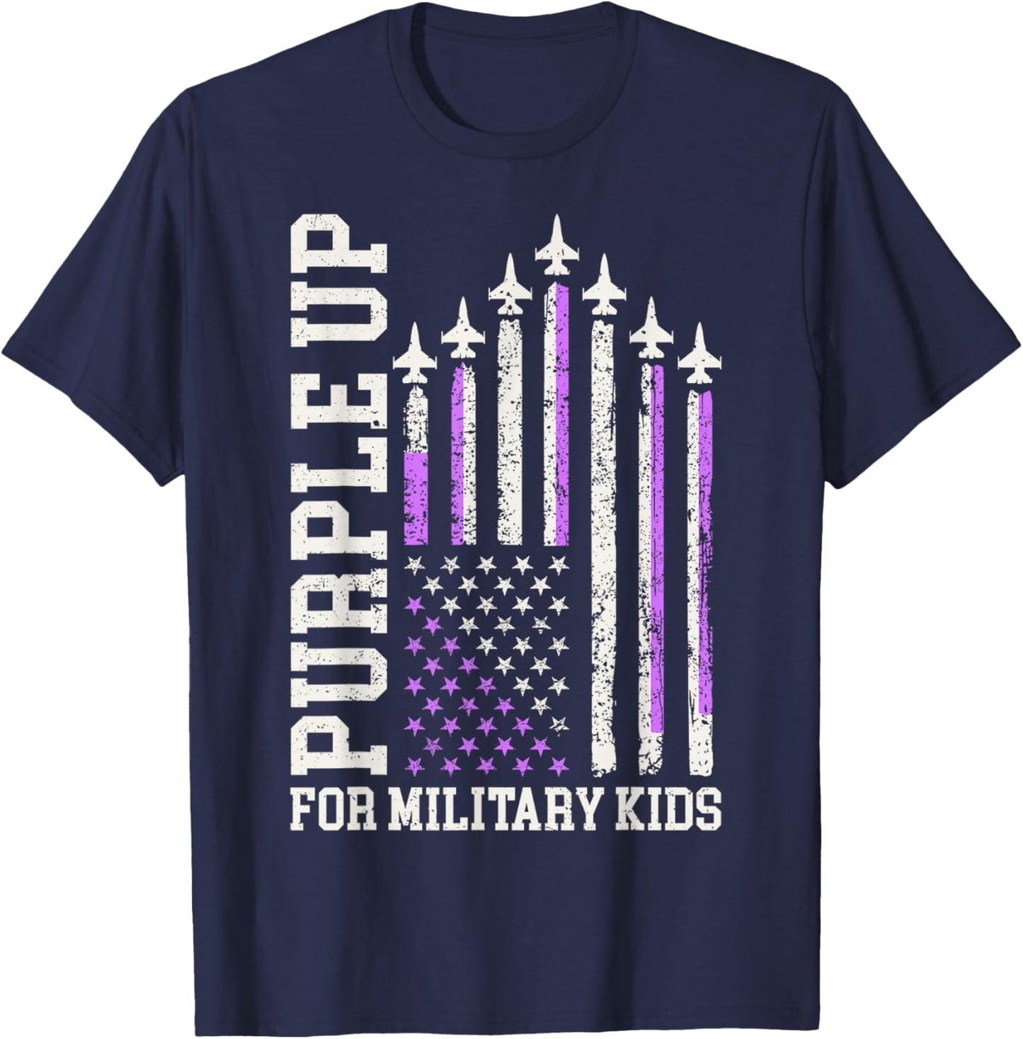 Purple Up for Military Kids Shirt Military Child Month Adult T-Shirt - T-Shirt | Navy