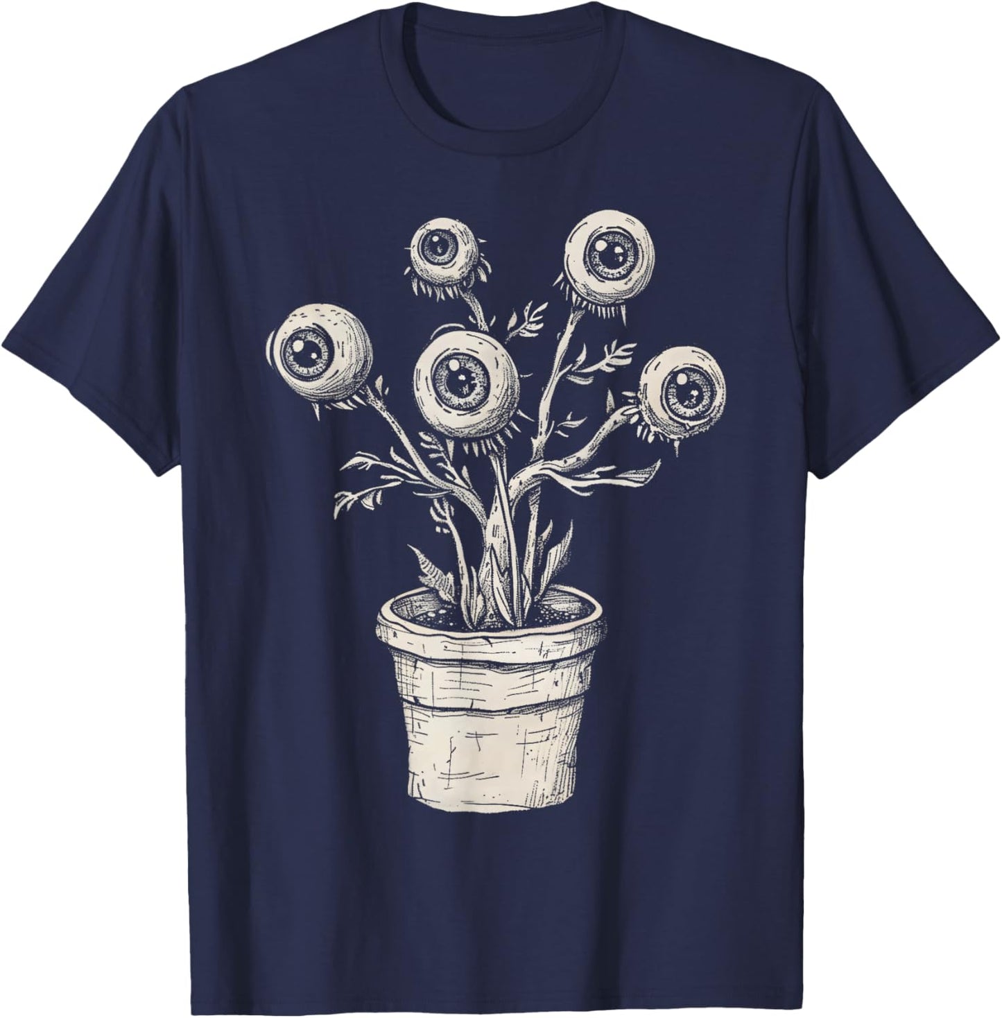 Eyes Eyeballs Plant Weird Goth Grunge Odd Strange Aesthetic T-Shirt - T-Shirt | Navy