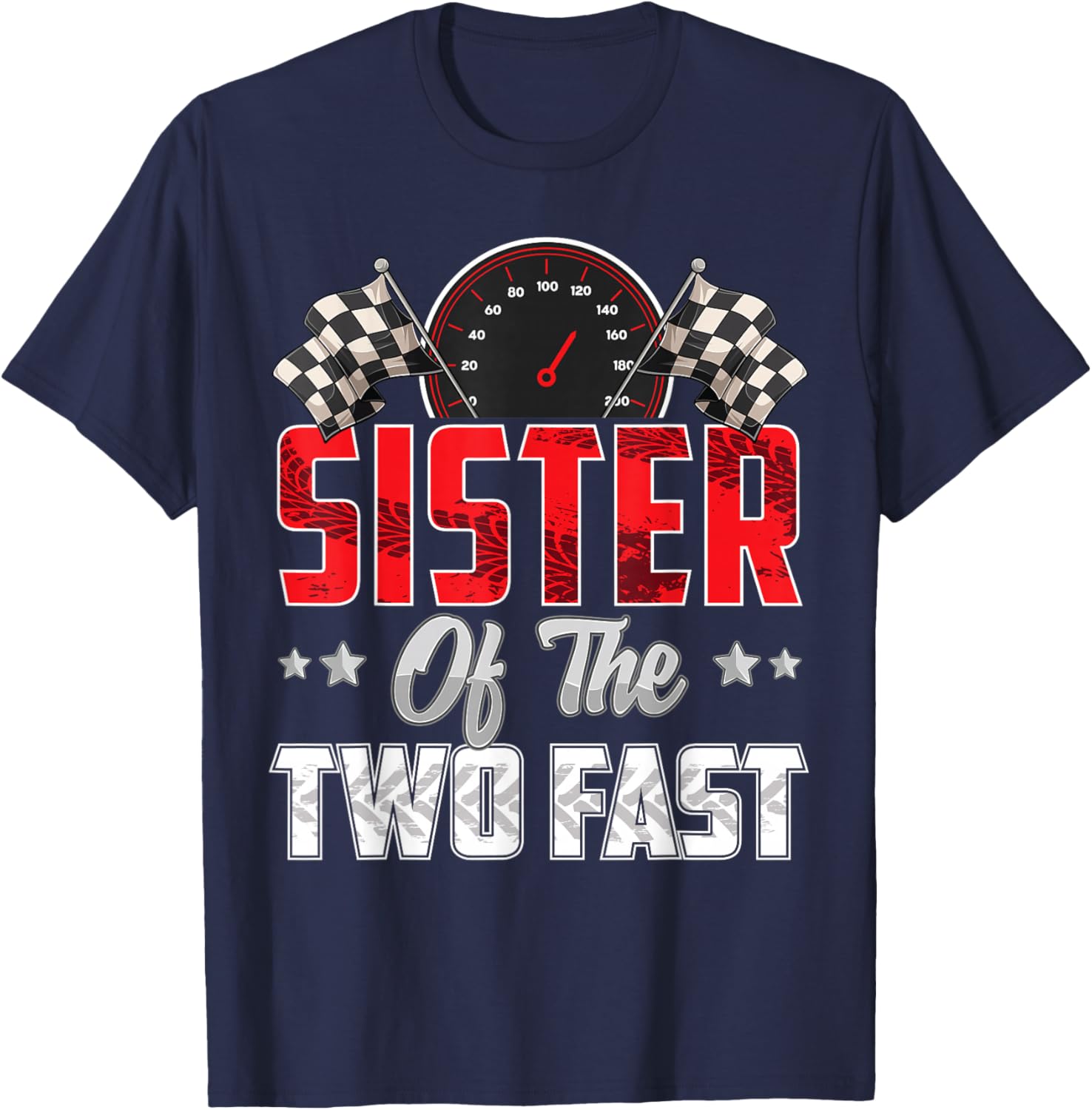 2 year old racing car two fast birthday 2nd Family Sister T-Shirt - T-Shirt | Navy