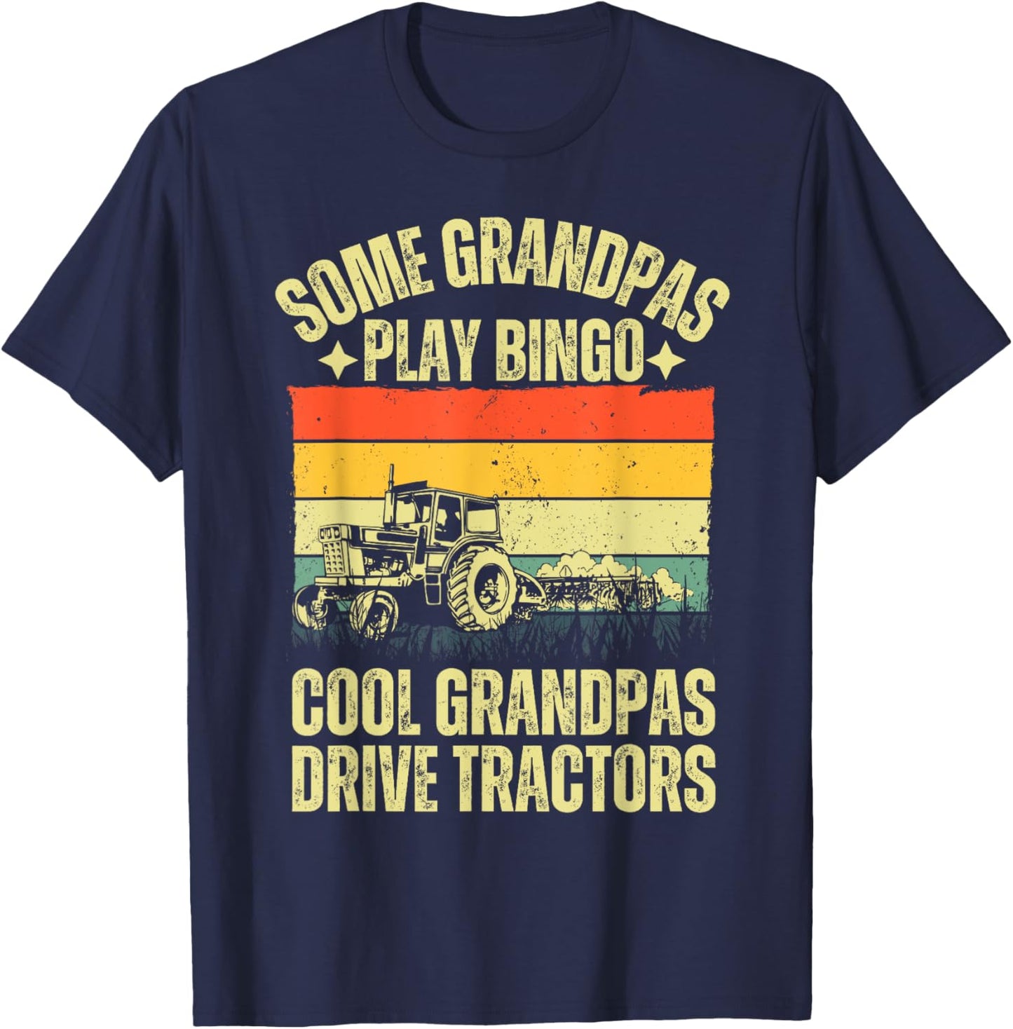 Tractor Art For Grandpa Men Farming Farmer Farm Tractor T-Shirt - T-Shirt | Navy