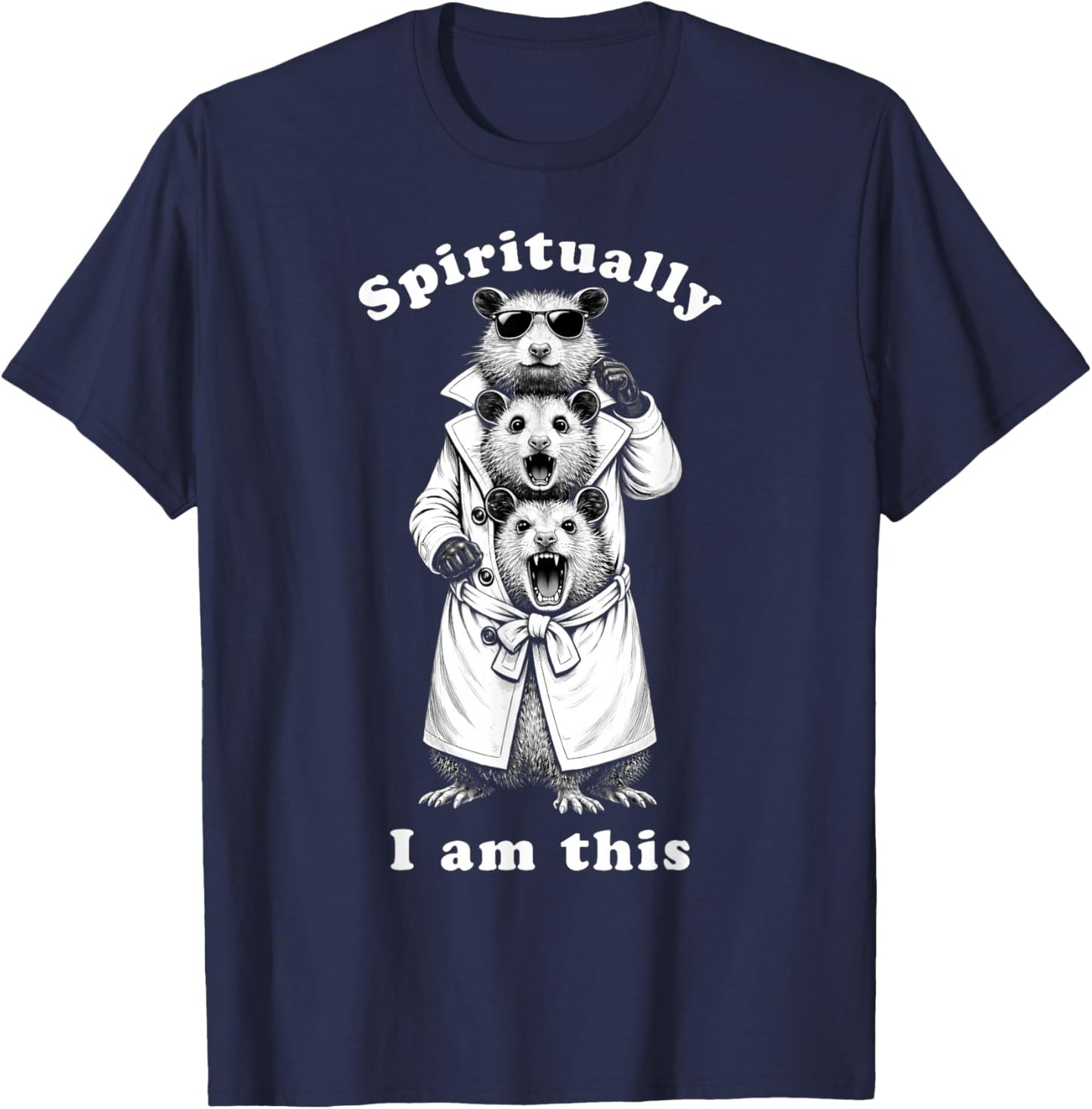 Funny Possums in Trench Coat Feral Relatable Meme Detective T-Shirt - T-Shirt | Navy