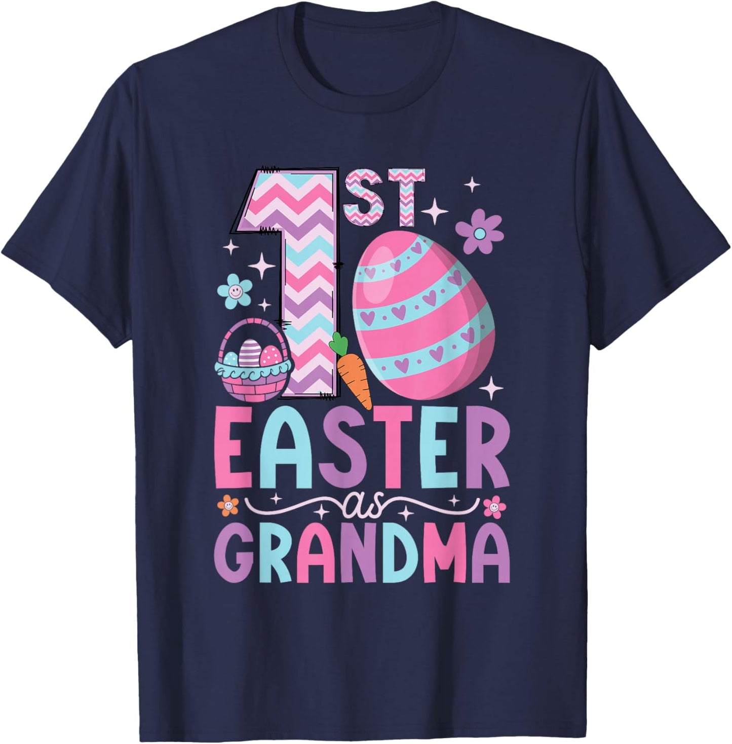 First Easter As Grandma Matching Family 1st Easter Grandma T-Shirt - T-Shirt | Navy
