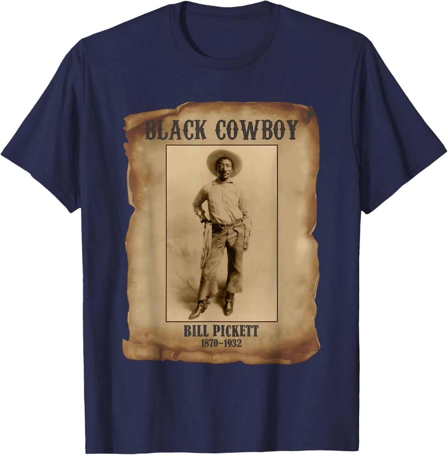 Bill Pickett Black Cowboy Rodeo Legend African American T-Shirt - T-Shirt | Navy