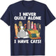 Funny Quilting Art Women Cat Quilt Sewing Quilter T-Shirt - T-Shirt | Navy