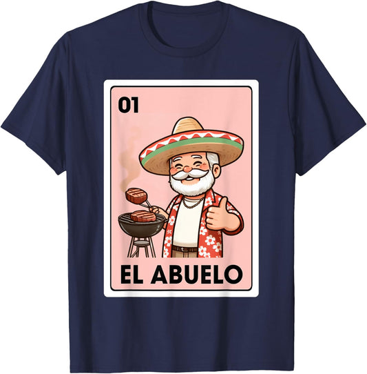 El Abuelo Grilling Grandpa Mexican Bingo Card T-Shirt - T-Shirt | Navy