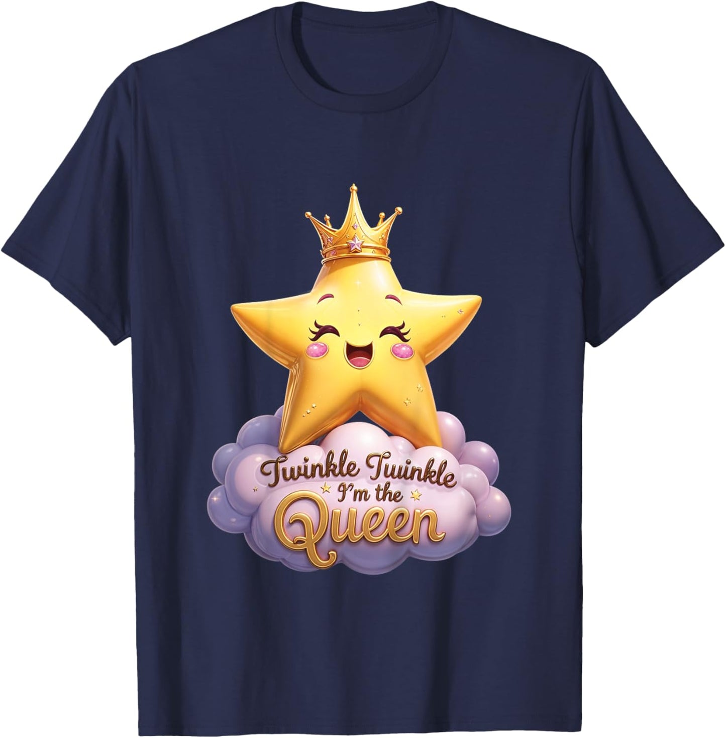 Kids Twinkle Twinkle I’m the Queen T-Shirt - T-Shirt | Navy