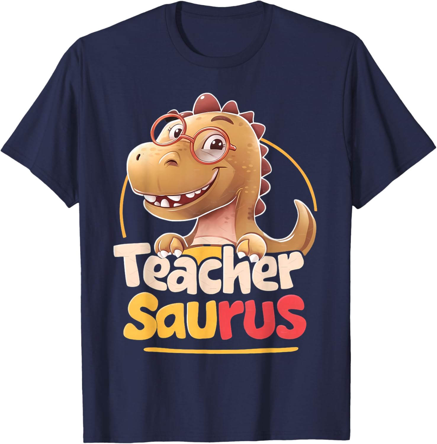Teacher Saurus Dinosaur Back to School T-Shirt - T-Shirt | Navy