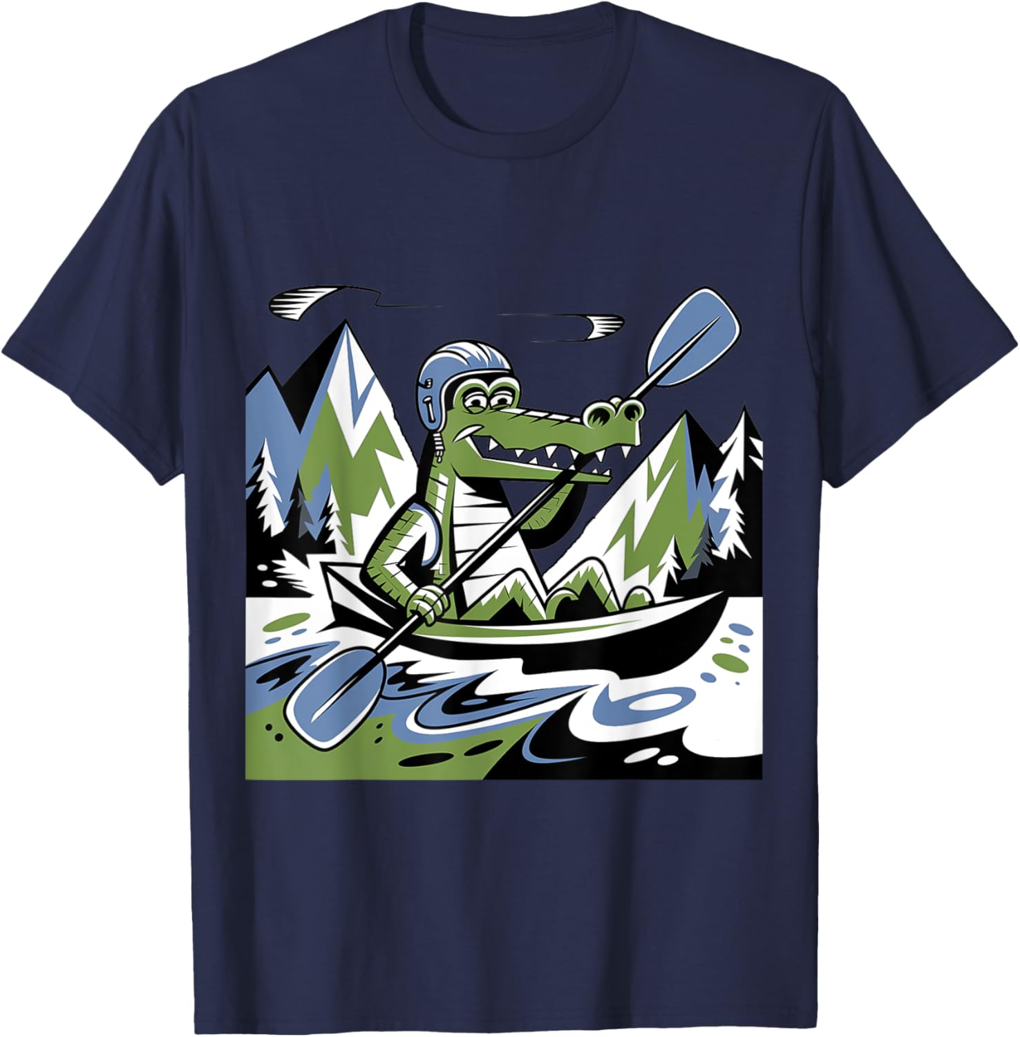 Funny Cool Alligator Kayaking Abstract T-Shirt - T-Shirt | Navy