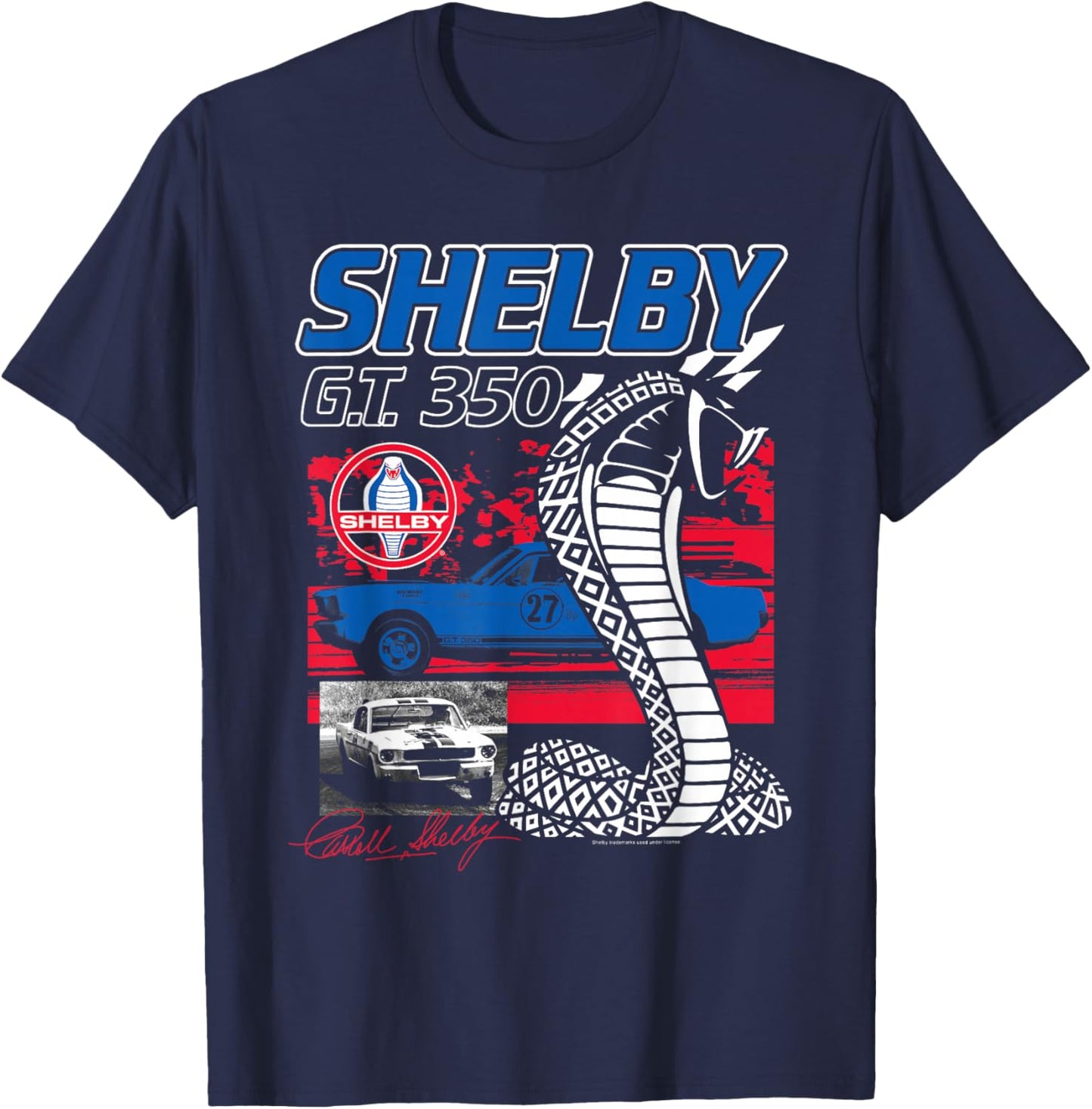 Shelby GT 350 Race Car Collage Vintage Sports Car T-Shirt - T-Shirt | Navy