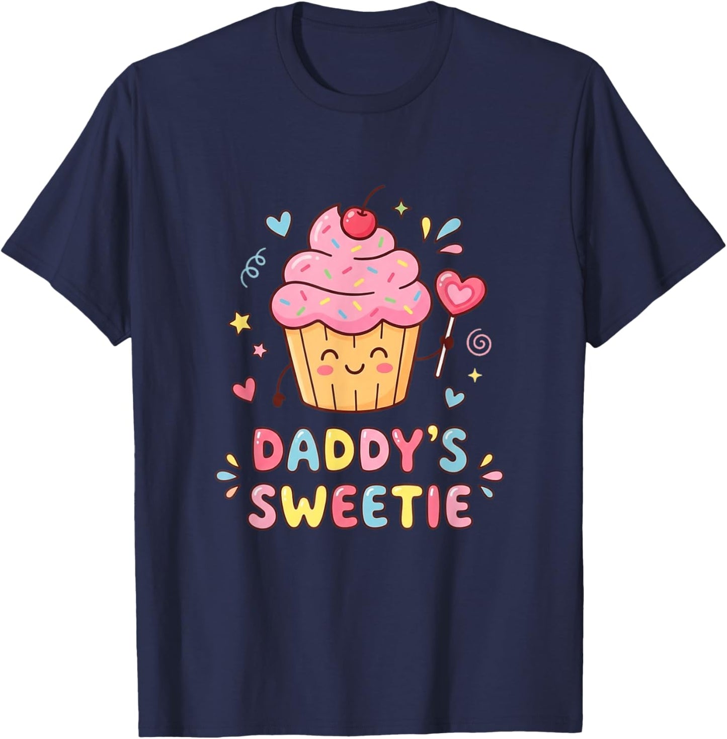 Daddy's Sweetie Funny Dad from Daughter Cupcake Father's Day T-Shirt - T-Shirt | Navy