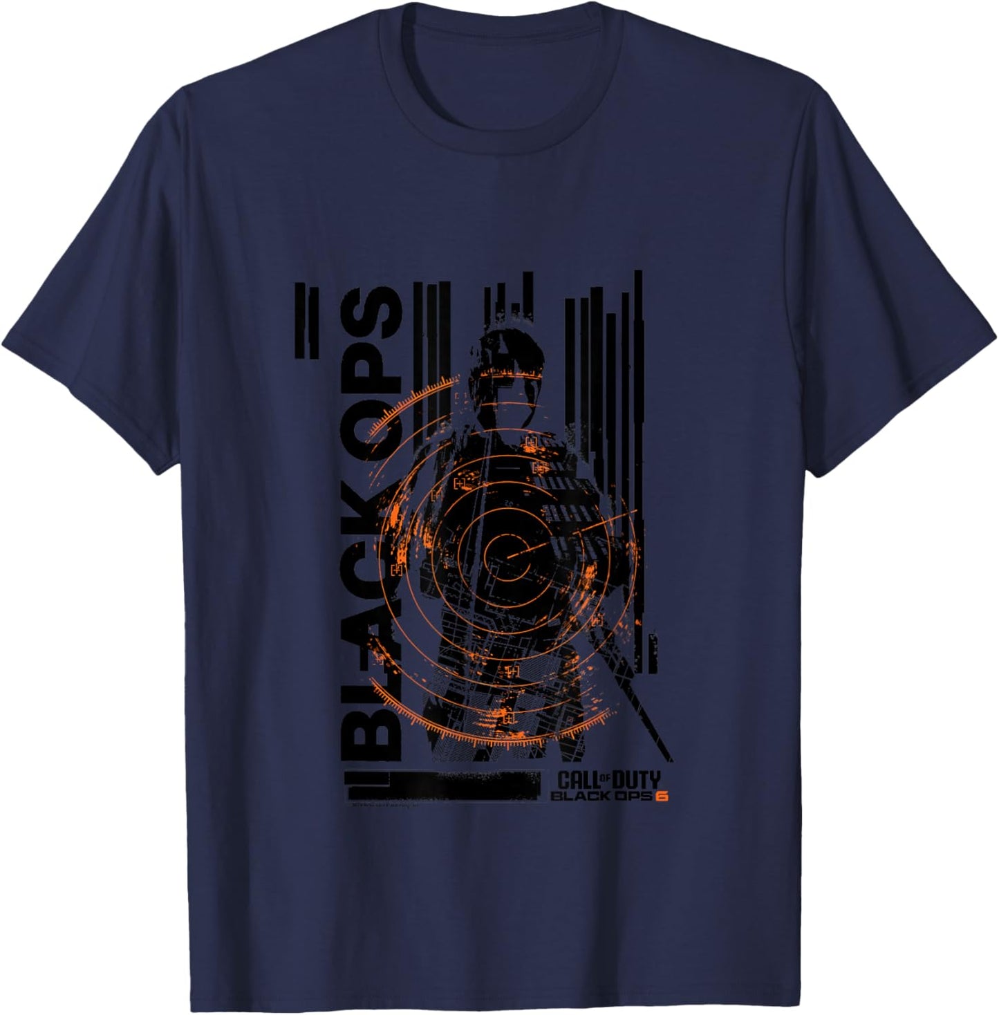 Call Of Duty Black Ops Soldier Silhouette Distressed Logo T-Shirt - T-Shirt | Navy
