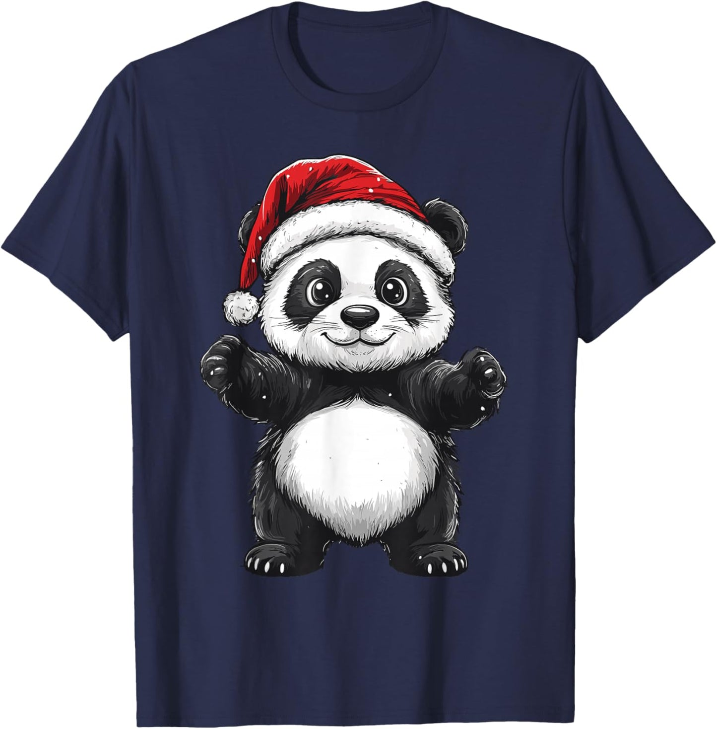 Panda Santa Hat Christmas Boys Girls Kids Panda Lover Pajama T-Shirt - T-Shirt | Navy