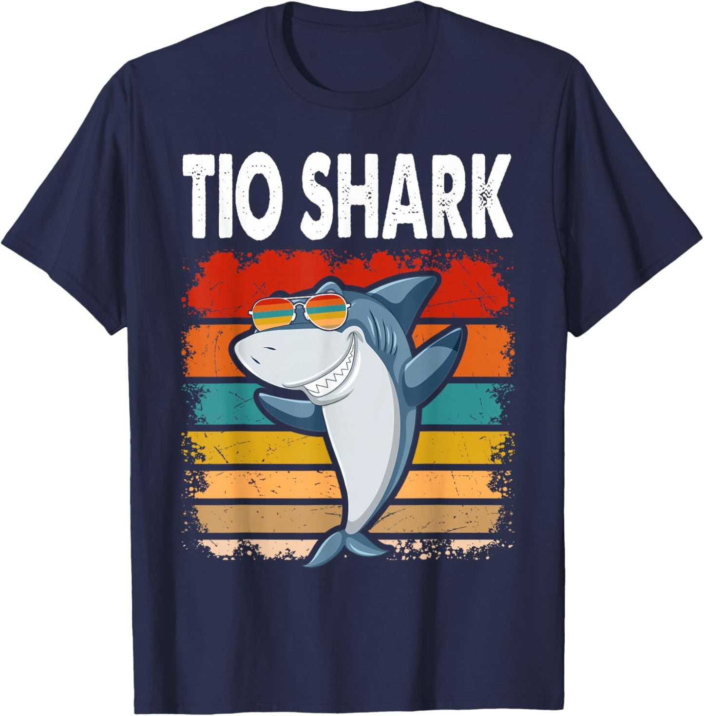 Tio Shark Funny Spanish Uncle Vintage T-Shirt - T-Shirt | Navy