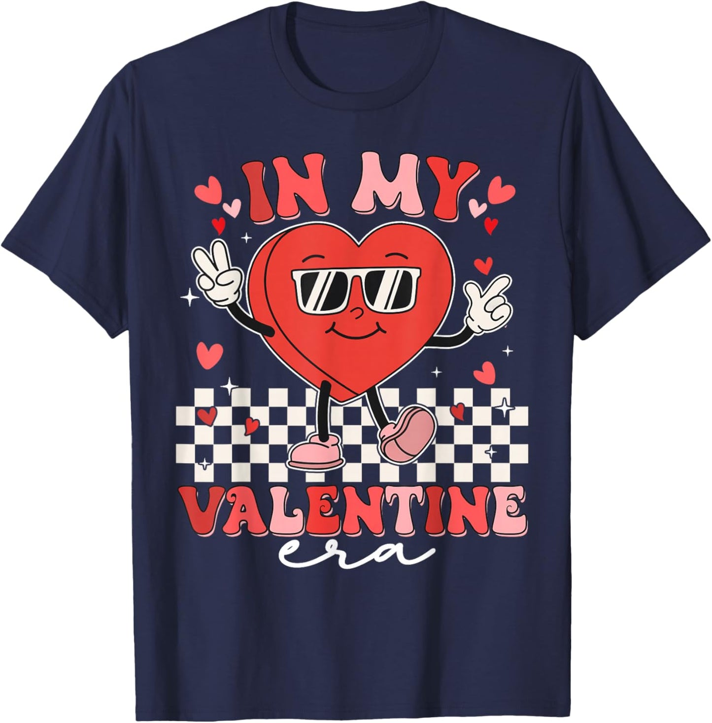 Retro Groovy In My Valentine Era Valentine Day Men Women Kid T-Shirt - T-Shirt | Navy