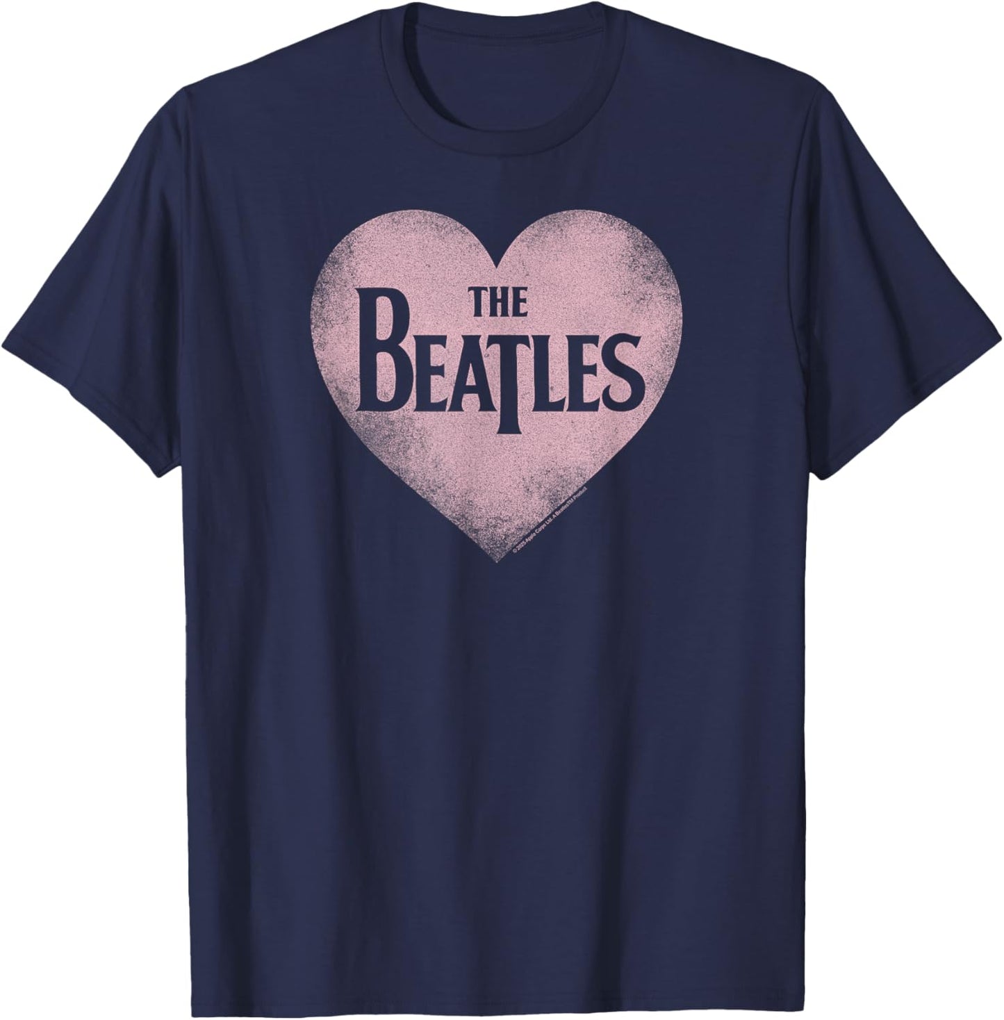 The Beatles - Pink Heart Retro Design T-Shirt - T-Shirt | Navy
