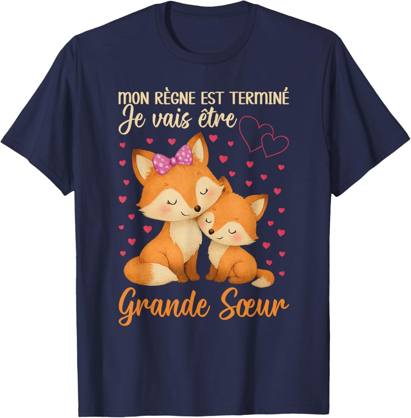 Big Sister Fox I'm Going To Be Senior Sister Announcement Baby T-Shirt - T-Shirt | Navy