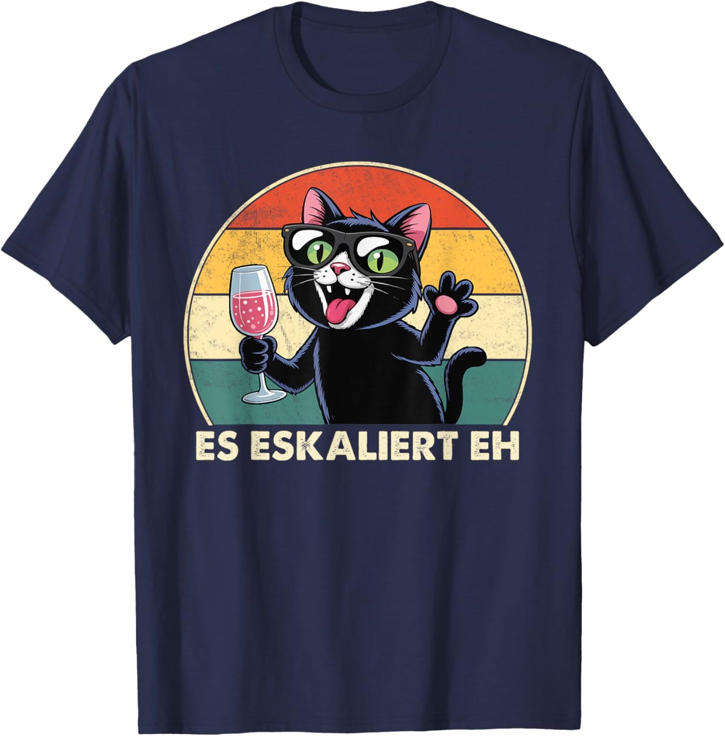 ES ESKALIERT EH Katze Bier Disko Festival Party Lustig T-Shirt - T-Shirt | Navy
