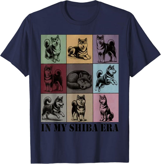funny Shiba Dog Quote In My Shiba Inu Era Cool Dog Mom Love Men Women T-Shirt - T-Shirt | Navy