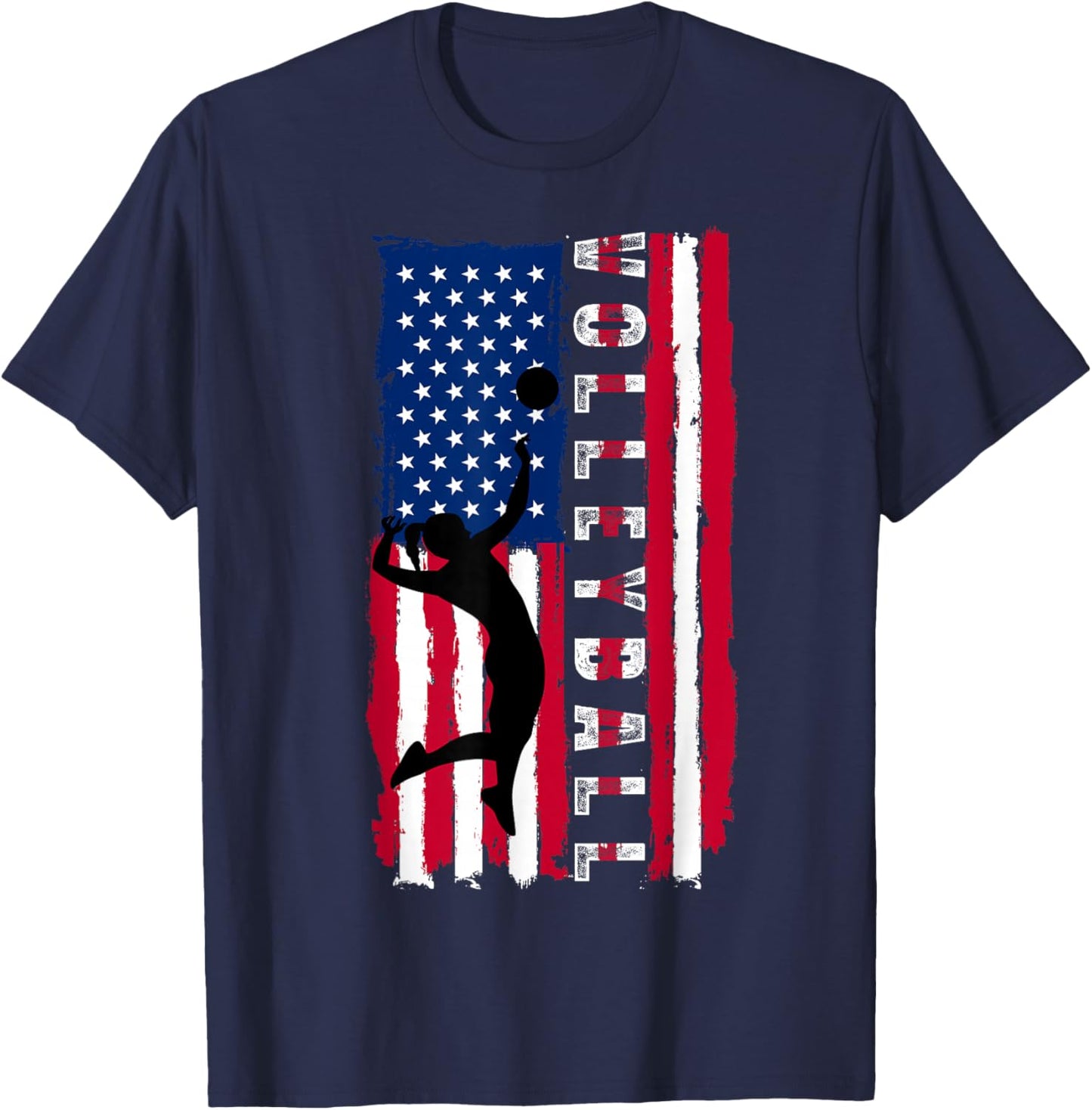 Patriotic Volleyball American USA Flag 4th of July Girl Teen T-Shirt - T-Shirt | Navy