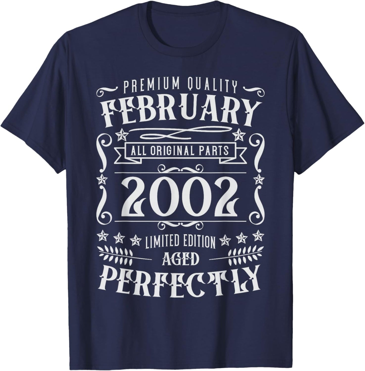 24th Birthday Legends were Born in February 2002 T-Shirt - T-Shirt | Navy
