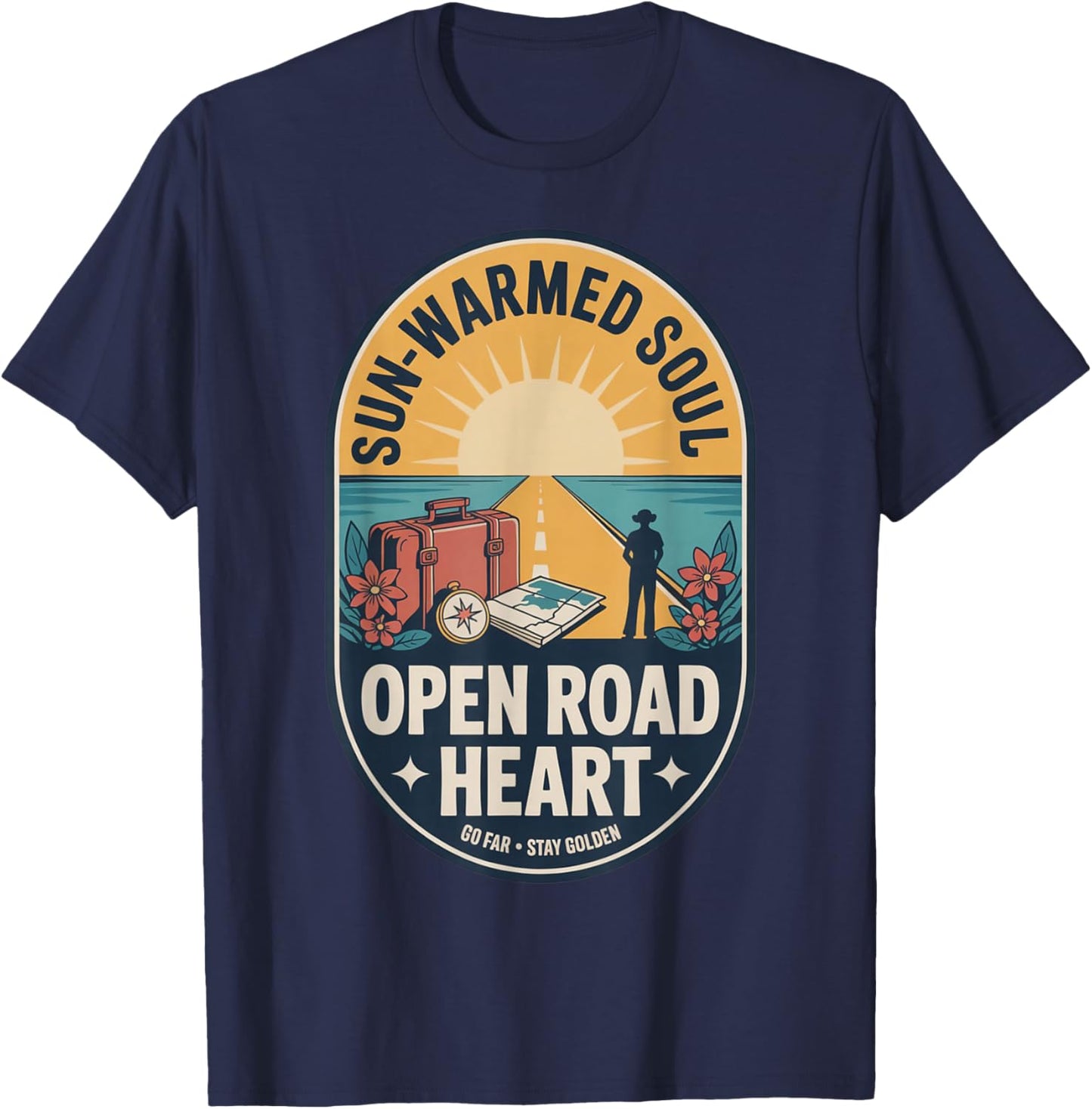 Voyage Vintage Road Trip Adventure T-Shirt - T-Shirt | Navy