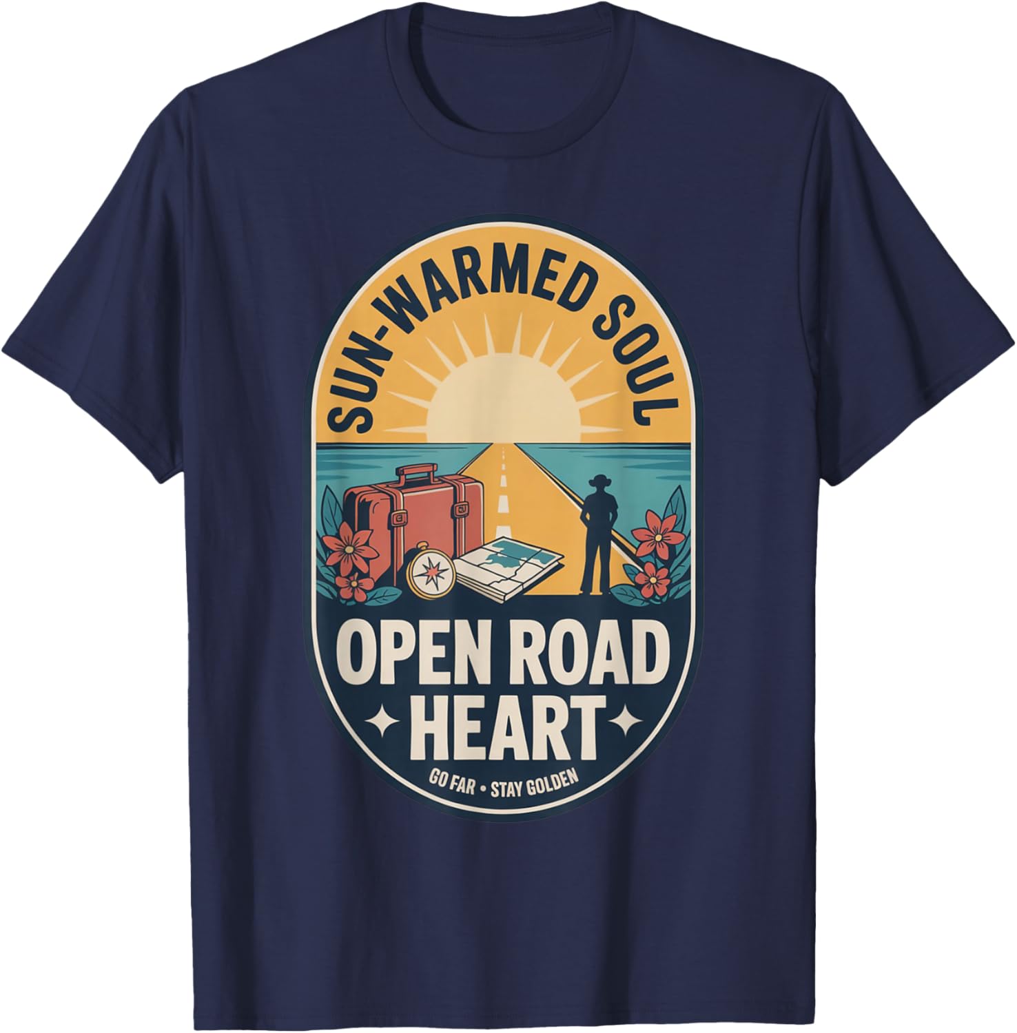 Voyage Vintage Road Trip Adventure T-Shirt - T-Shirt | Navy