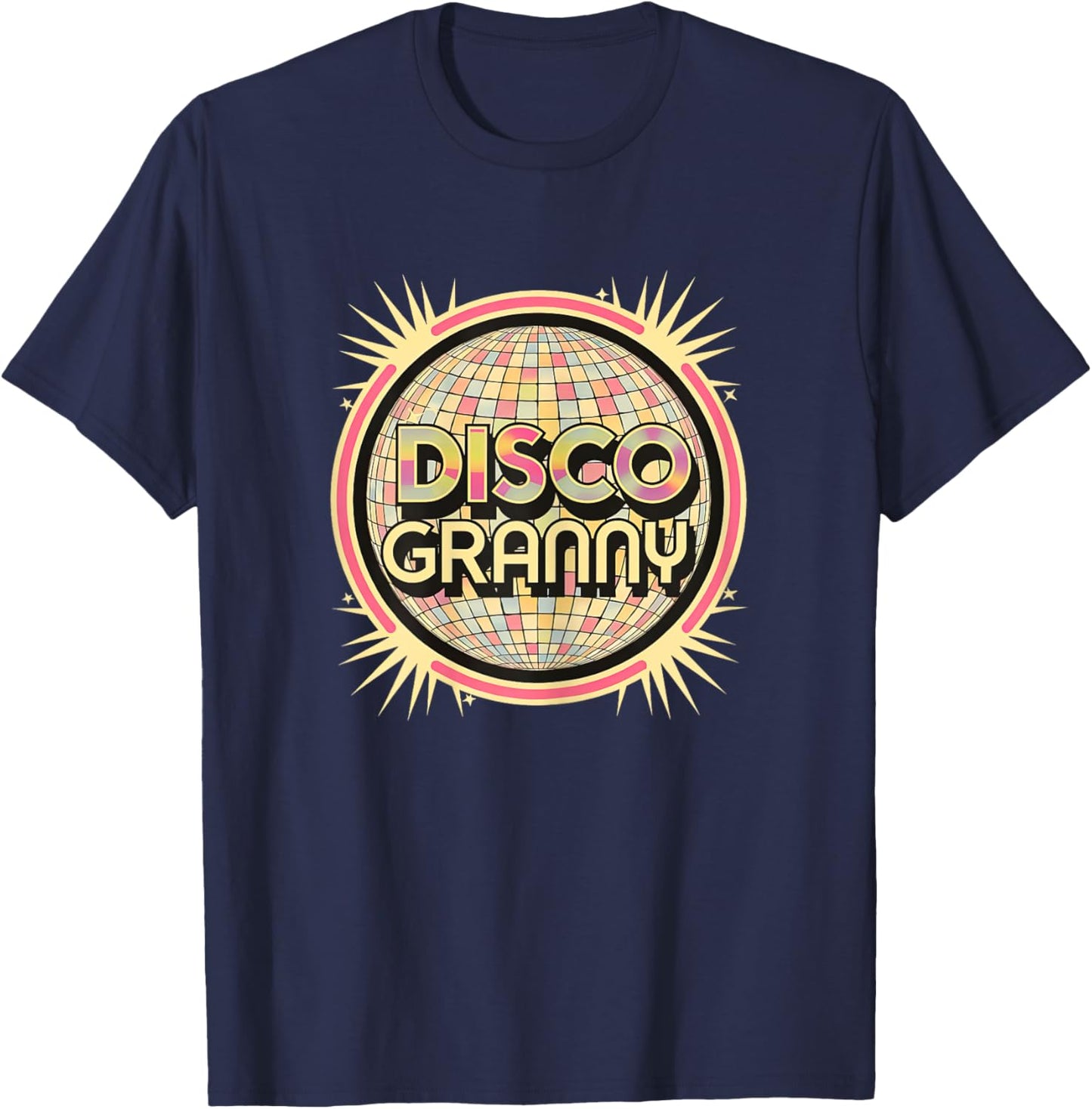Disco Granny Retro 1970 Soul Music Groovy T-Shirt - T-Shirt | Navy