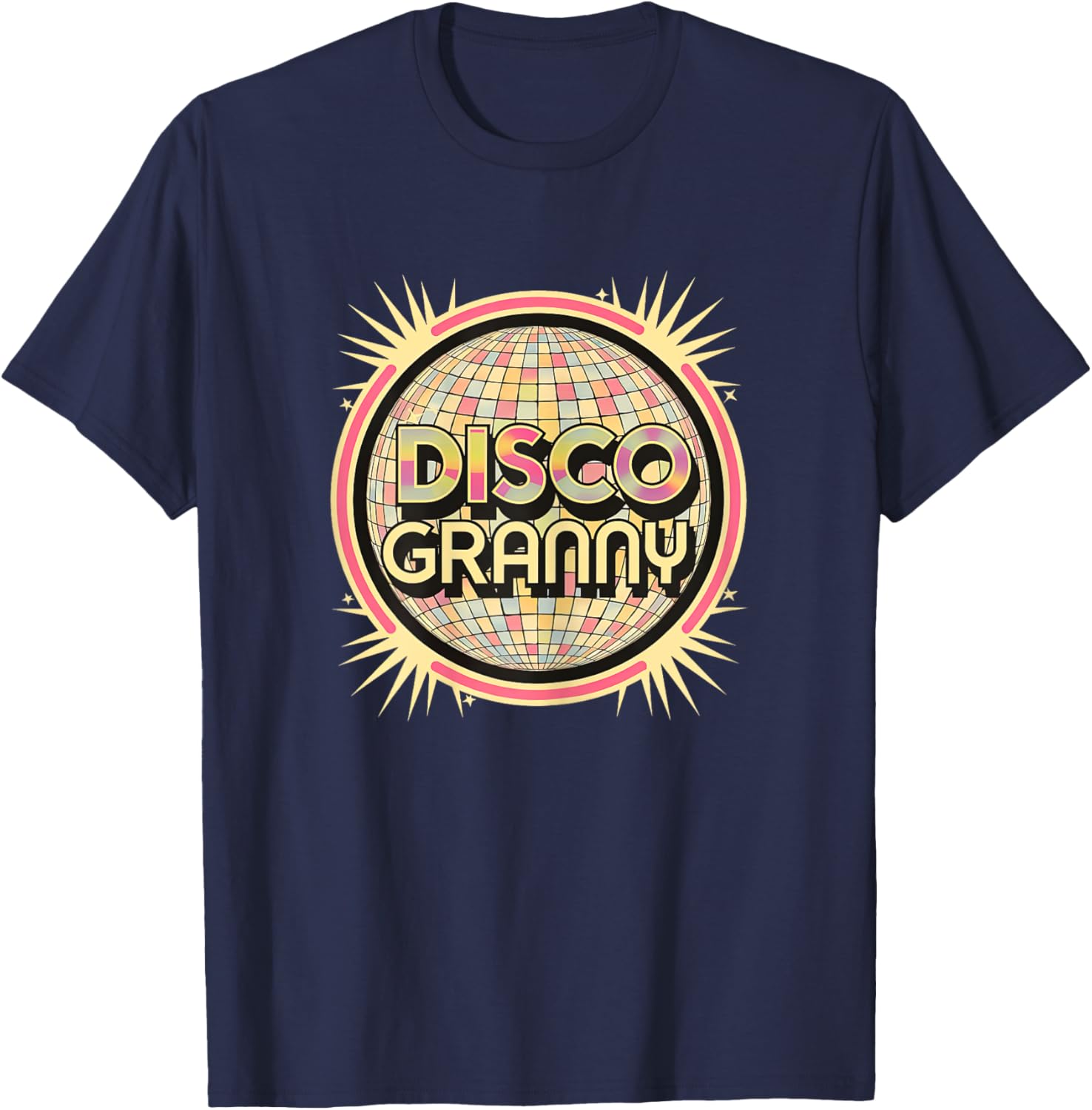 Disco Granny Retro 1970 Soul Music Groovy T-Shirt - T-Shirt | Navy