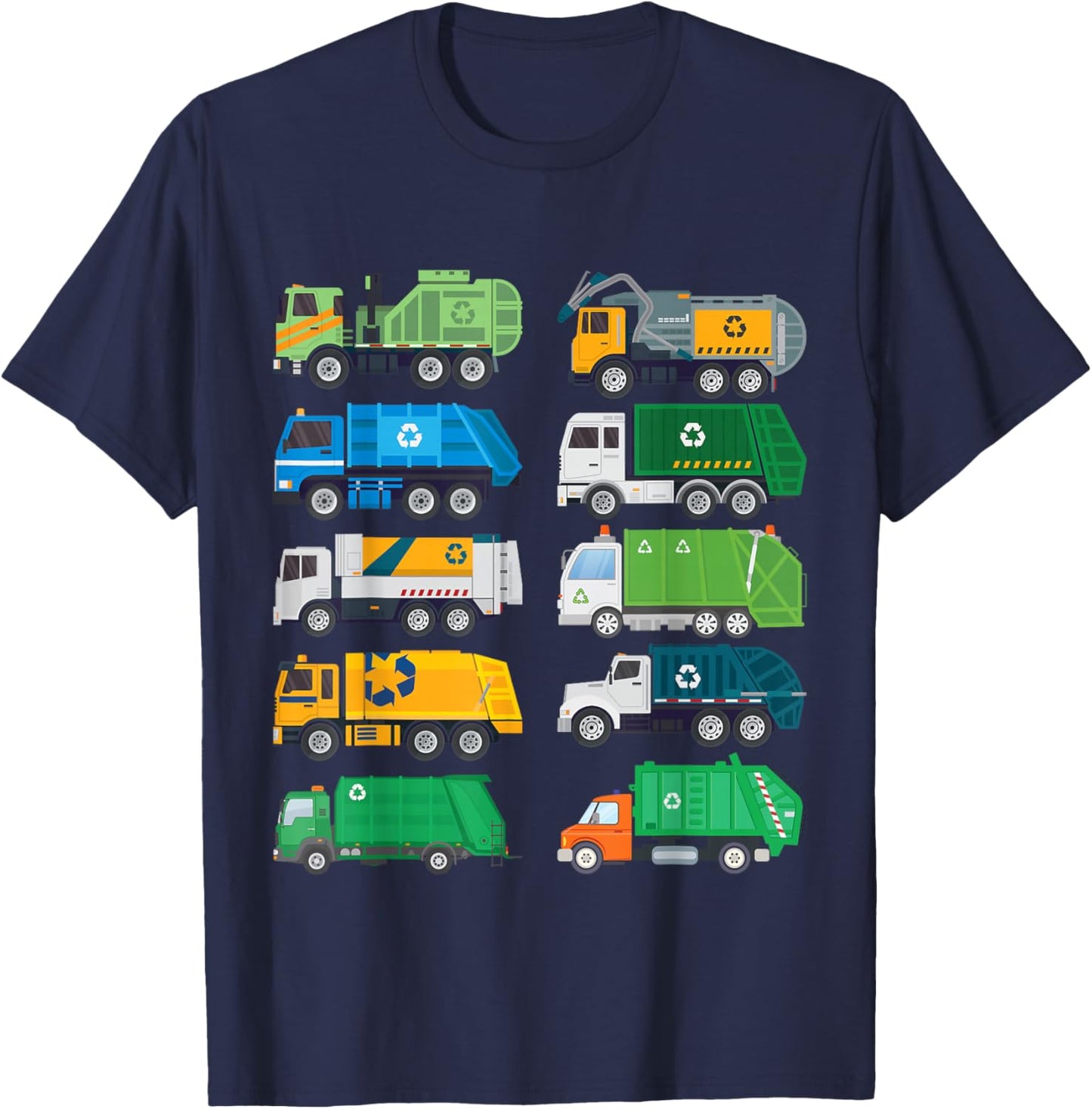 Garbage Truck Recycling Day Trash Waste Separation Trucks T-Shirt - T-Shirt | Navy