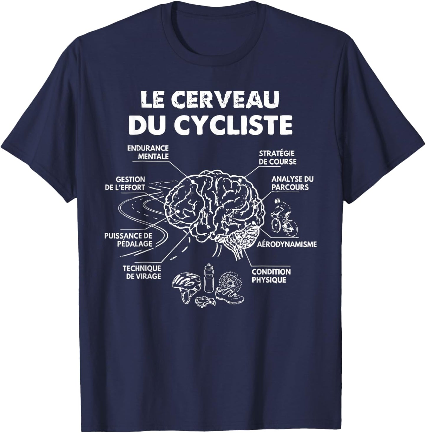 Brain Cycling Bike MTB Bike Cycling Bicycle Humor T-Shirt - T-Shirt | Navy