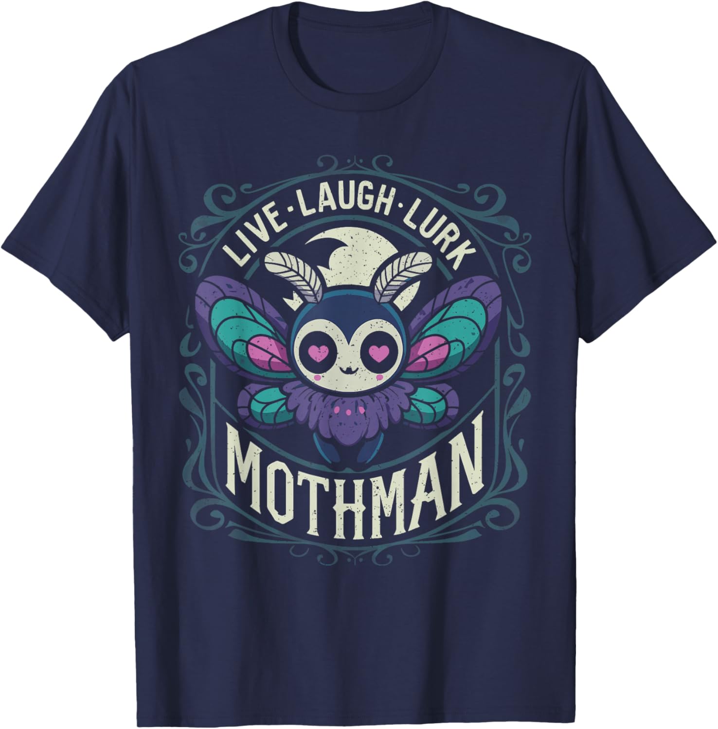 Mothman Pastel Goth Kawaii Live Love Lurk Cryptid T-Shirt - T-Shirt | Navy