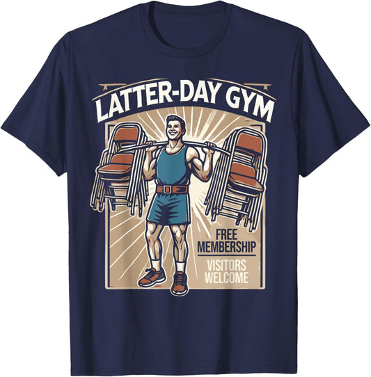 Latter-Day Gym Missionary LDS Church Funny Mormon T-Shirt - T-Shirt | Navy