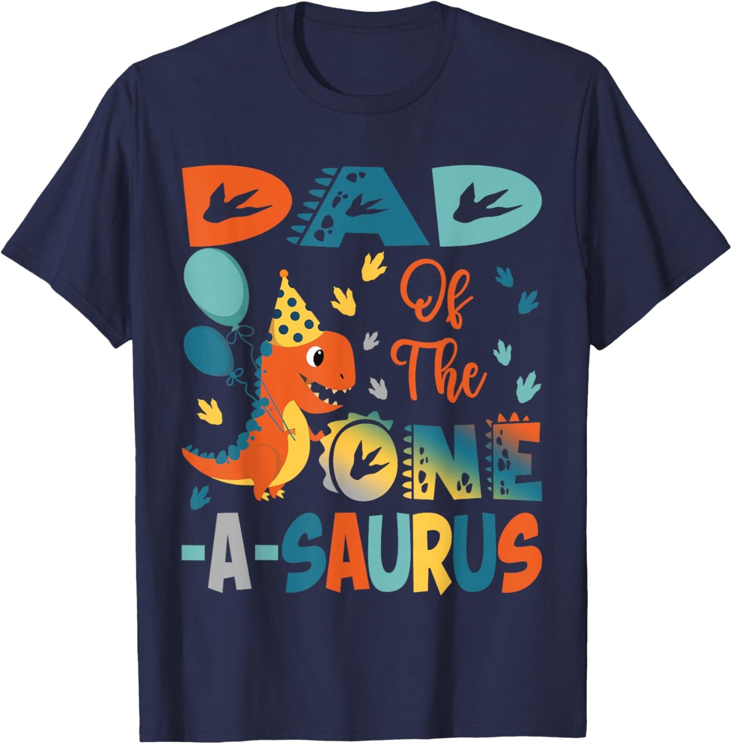 Dad Of The One-A-Saurus 2Nd Birthday Dinosaur Party T-Shirt - T-Shirt | Navy