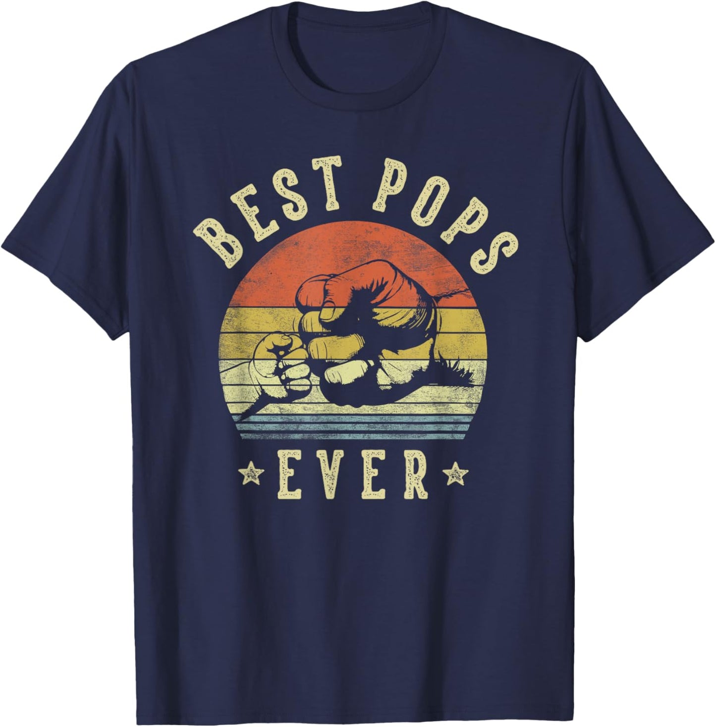 Best Pops Ever - Retro Fist Bump Vintage Design Pops T-Shirt - T-Shirt | Navy
