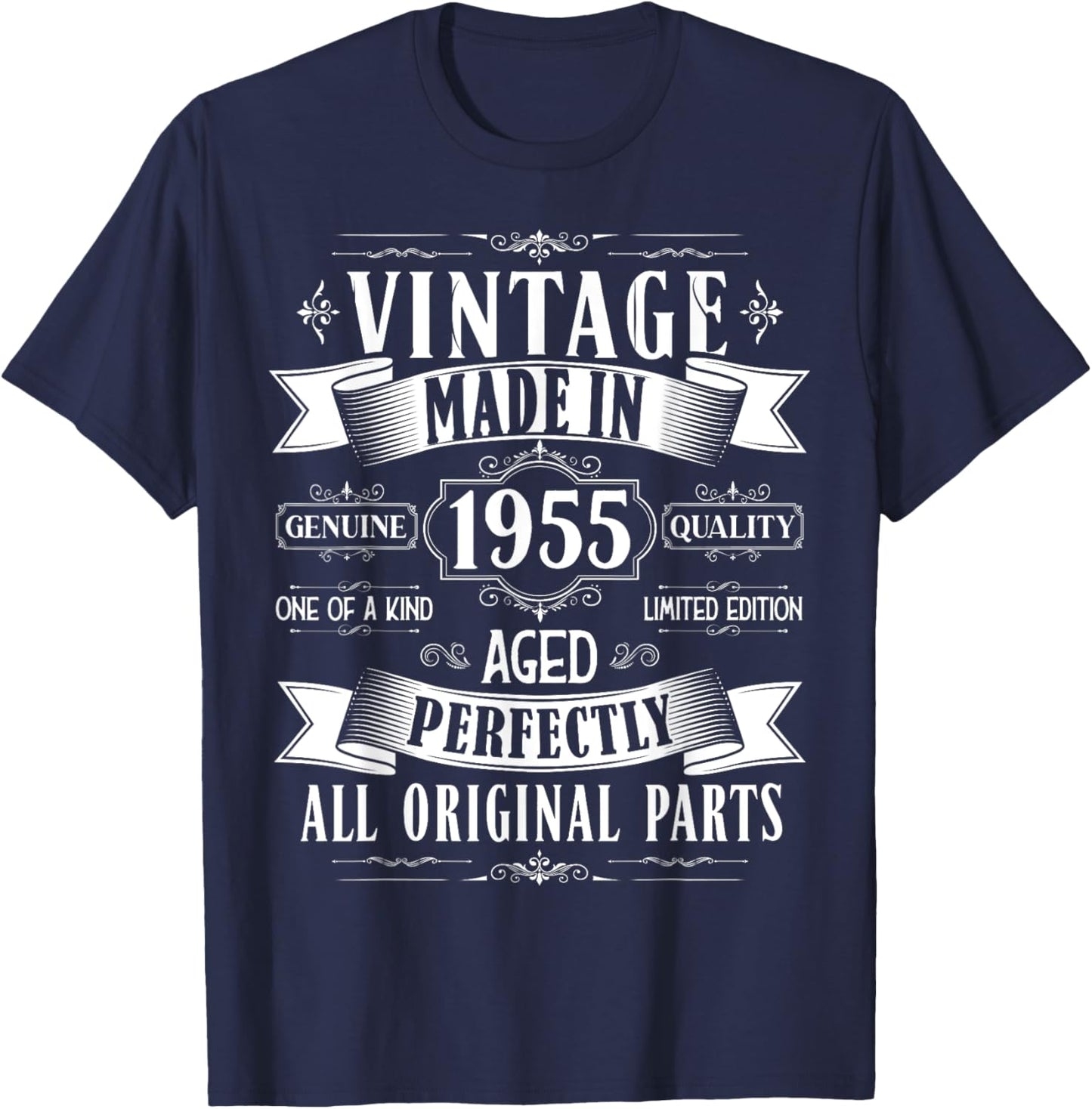 Vintage 70th birthday men Born 1955 70 years old Bday T-Shirt - T-Shirt | Navy