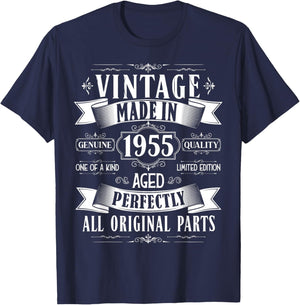 Vintage 70th birthday men Born 1955 70 years old Bday T-Shirt - T-Shirt | Navy