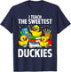 I Teach The Sweetest Duckies Teacher Rubber Duck T-Shirt - T-Shirt | Navy