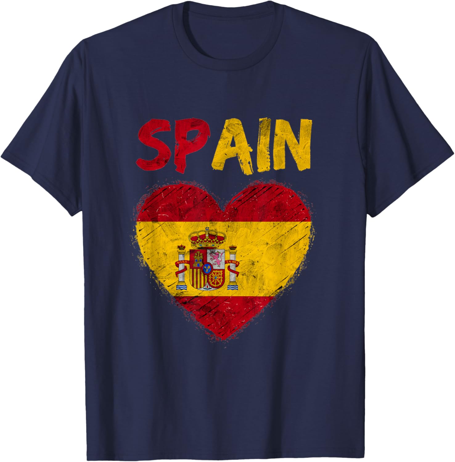 Spain Outfit Flag Holiday Vintage Espanol Spanish Flag T-Shirt - T-Shirt | Navy